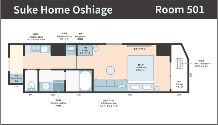 Cozy Double Room with Sofa Bed (501)-2